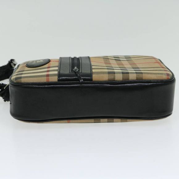 BURBERRY Nova Check Shoulder Bag Canvas Beige Black Auth 66162 - Picture 6 of 16